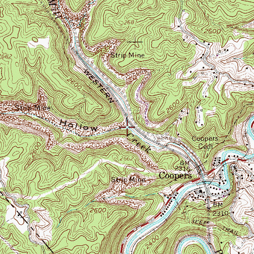 Topographic Map of West Fork Hollow, WV