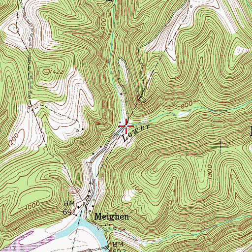 Topographic Map of West Fork Lower Bowman Run, WV