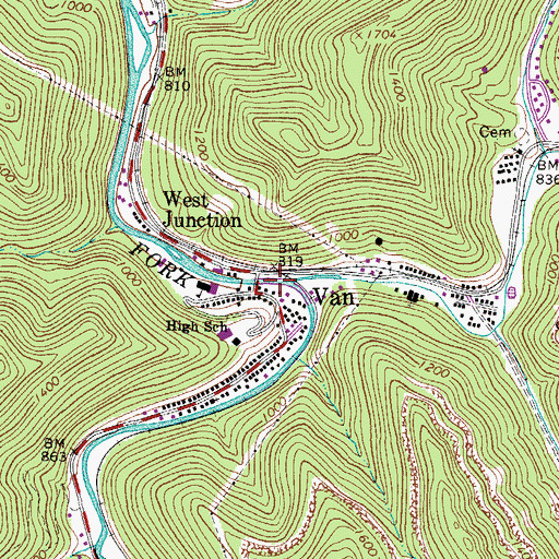 Topographic Map of West Fork Pond Fork, WV