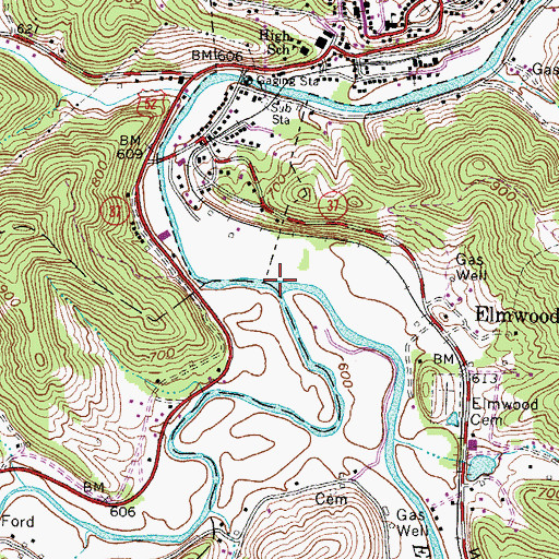 Topographic Map of West Fork Twelvepole Creek, WV