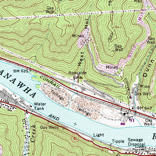 Topographic Map of West Hollow, WV