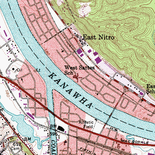 Topographic Map of West Sattes School (historical), WV