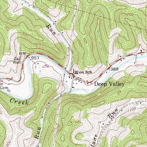 Topographic Map of West School (historical), WV