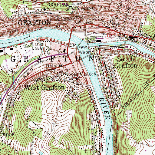 Topographic Map of West Side School (historical), WV