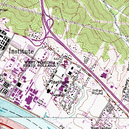Topographic Map of West Virginia State University, WV