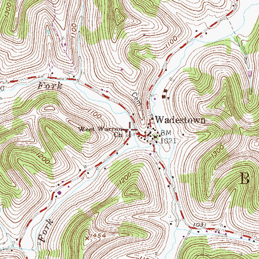 Topographic Map of West Warren Church, WV