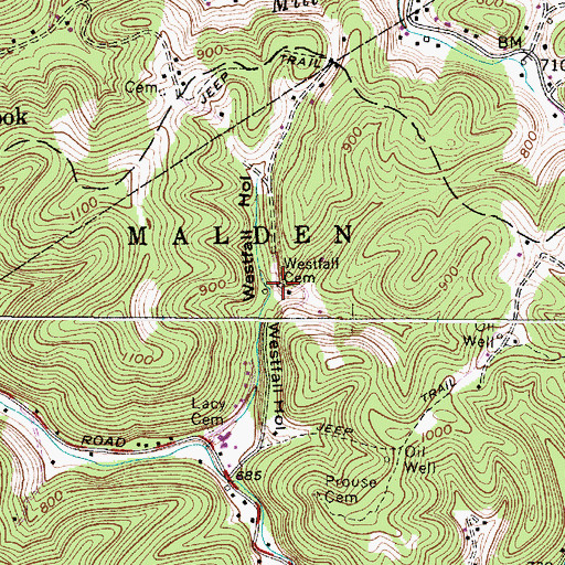 Topographic Map of Westfall Cemetery, WV