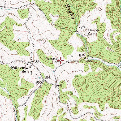 Topographic Map of Westfall Cemetery, WV