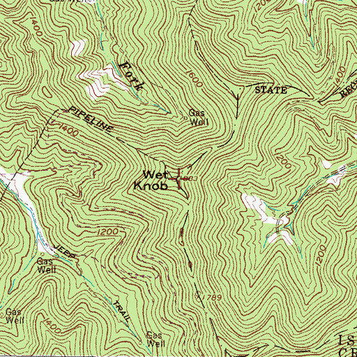 Topographic Map of Wet Knob, WV
