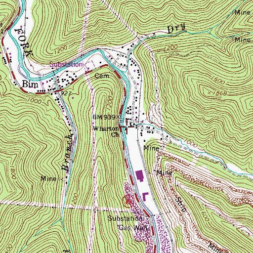 Topographic Map of Wharton Church, WV