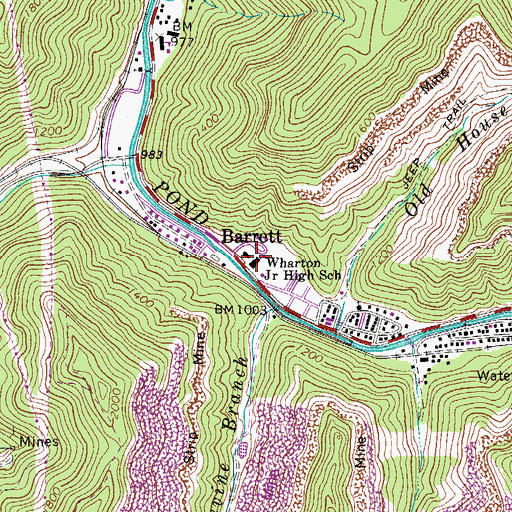 Topographic Map of Wharton Junior High School (historical), WV