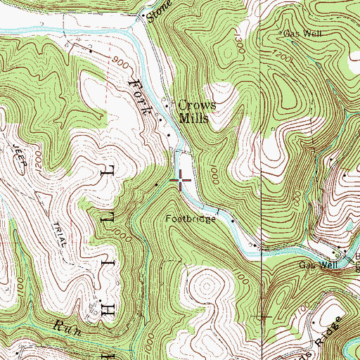 Topographic Map of Wharton Run, WV