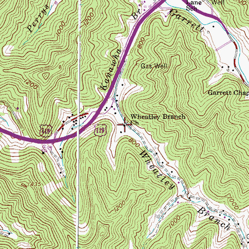 Topographic Map of Wheatley Branch Church, WV