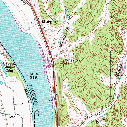 Topographic Map of Wheaton Cemetery, WV