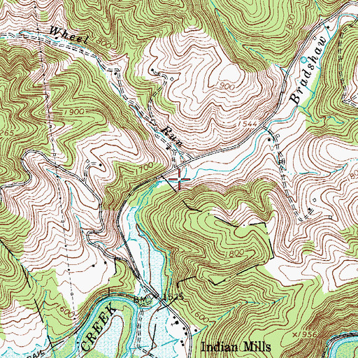 Topographic Map of Wheel Run, WV