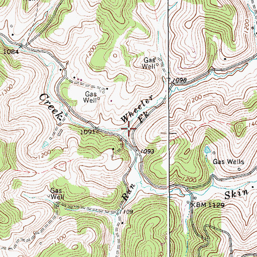 Topographic Map of Wheeler Fork, WV