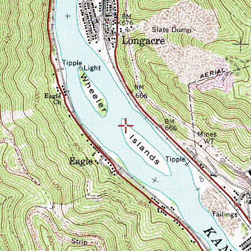 Topographic Map of Wheeler Islands, WV