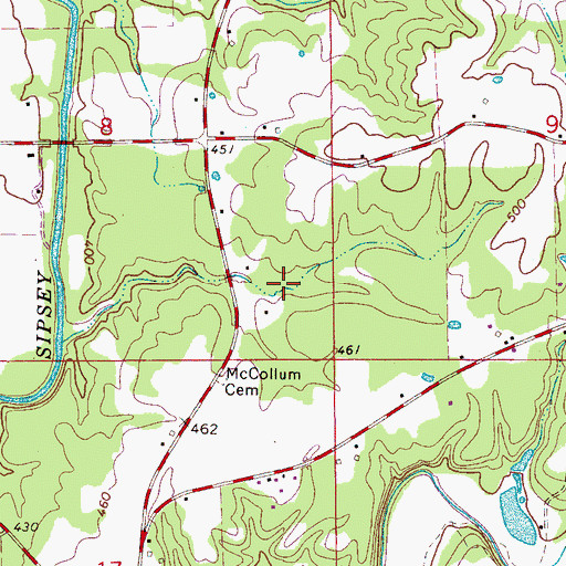 Topographic Map of Boxes Creek Gas Field, AL