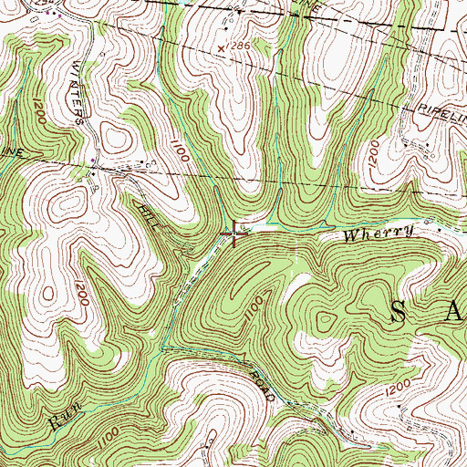 Topographic Map of Wherry Run, WV