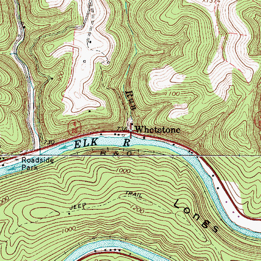 Topographic Map of Whetstone, WV