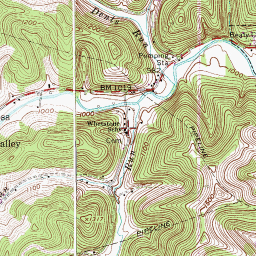 Topographic Map of Whetstone School (historical), WV