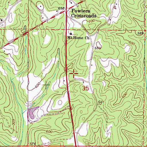 Topographic Map of Northeast Davis Chapel Gas Field, AL