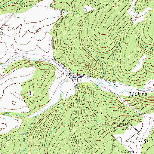 Topographic Map of Whip Run, WV