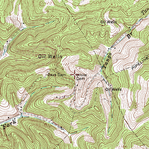 Topographic Map of White Cemetery, WV