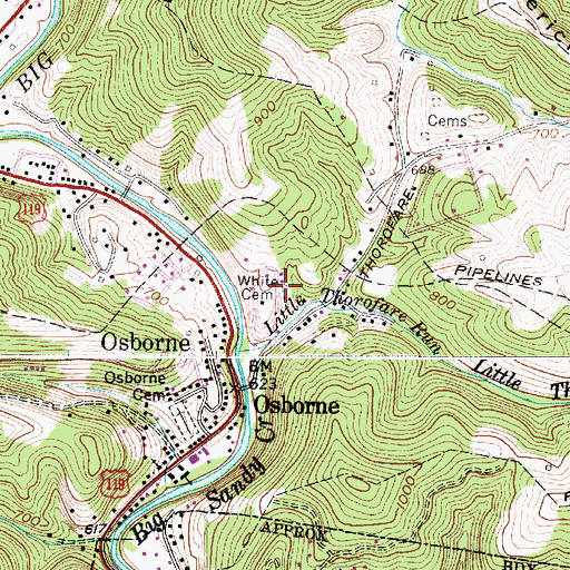 Topographic Map of White Cemetery, WV