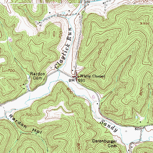 Topographic Map of White Chapel, WV