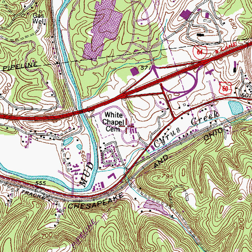 Topographic Map of White Chapel Cemetery, WV