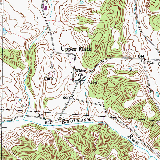 Topographic Map of White Church, WV