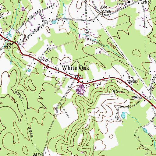 Topographic Map of White Oak, WV