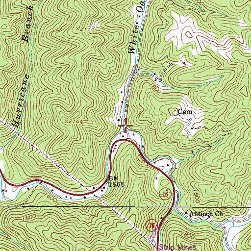 Topographic Map of White Oak Branch, WV