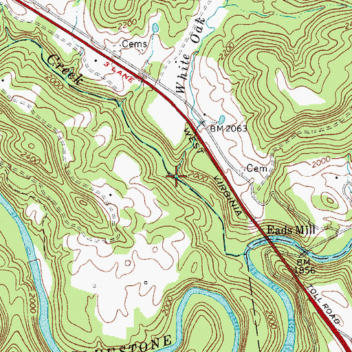 Topographic Map of White Oak Branch, WV