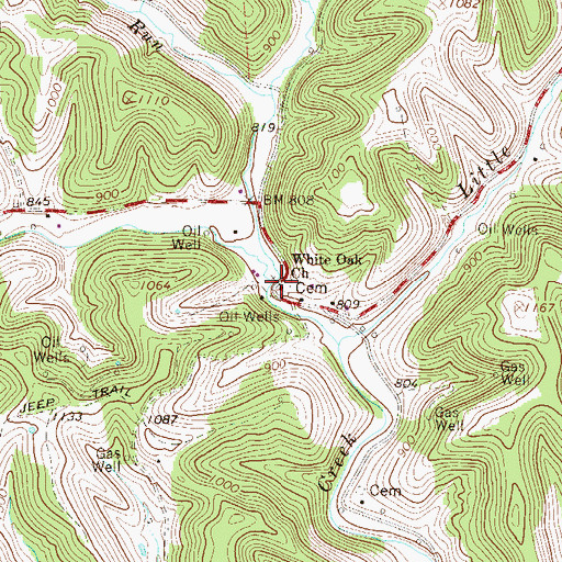 Topographic Map of White Oak Church, WV