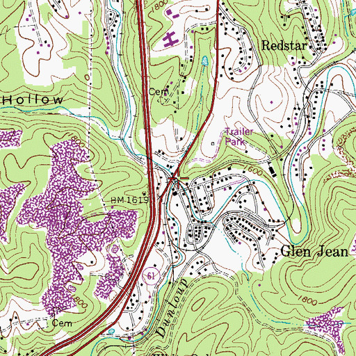 Topographic Map of White Oak Creek, WV