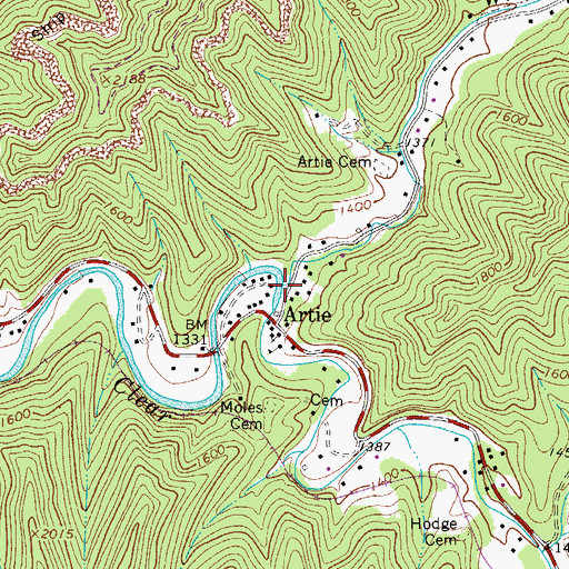 Topographic Map of White Oak Creek, WV
