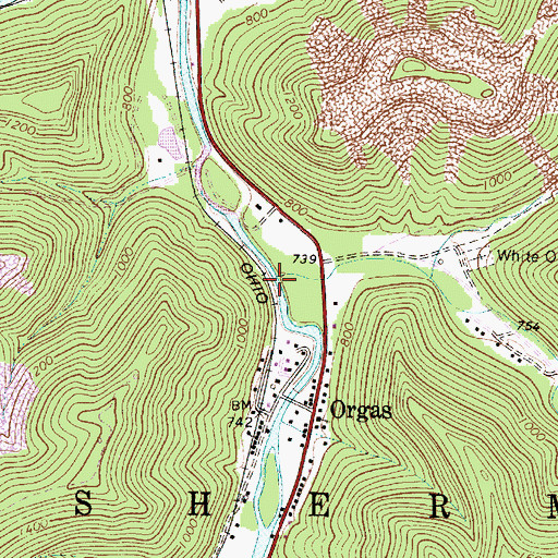 Topographic Map of White Oak Creek, WV