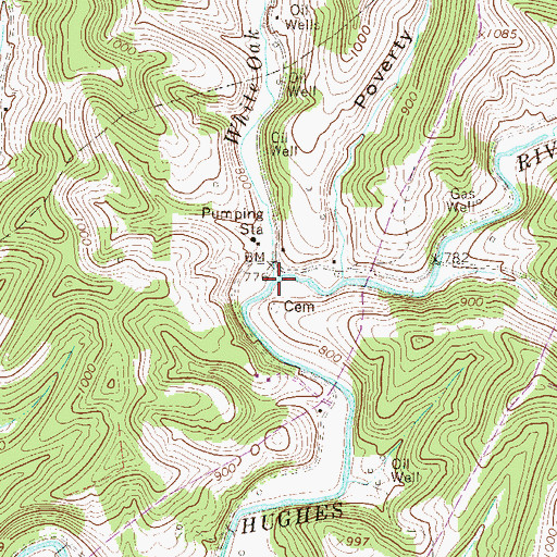 Topographic Map of White Oak Creek, WV