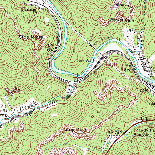 Topographic Map of White Oak Creek, WV