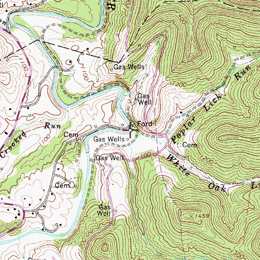 Topographic Map of White Oak Lick Run, WV