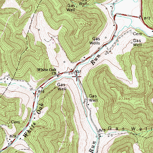 Topographic Map of White Oak Run, WV