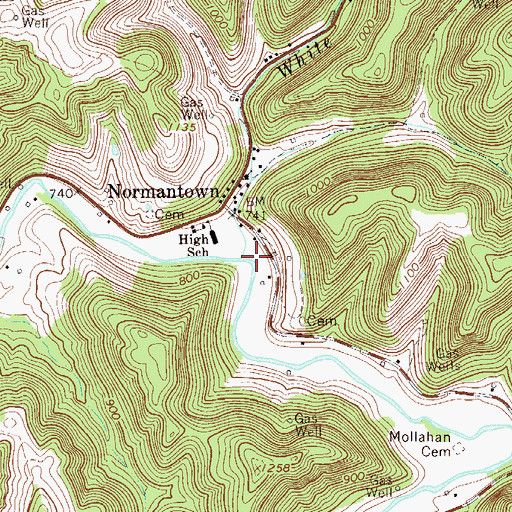 Topographic Map of White Oak Run, WV
