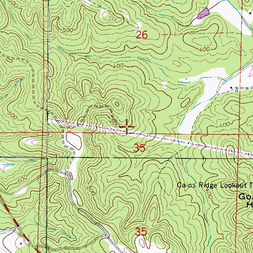 Topographic Map of West McCracken Mountain Gas Field, AL