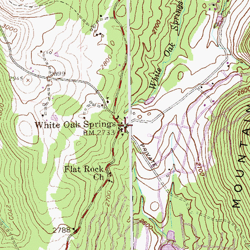 Topographic Map of White Oak Springs, WV