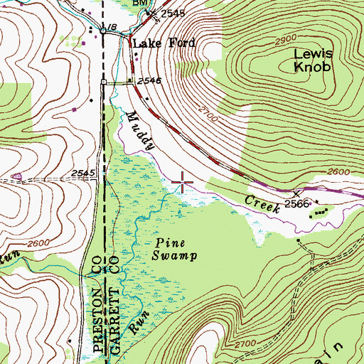 Topographic Map of White Oak Springs Run, WV