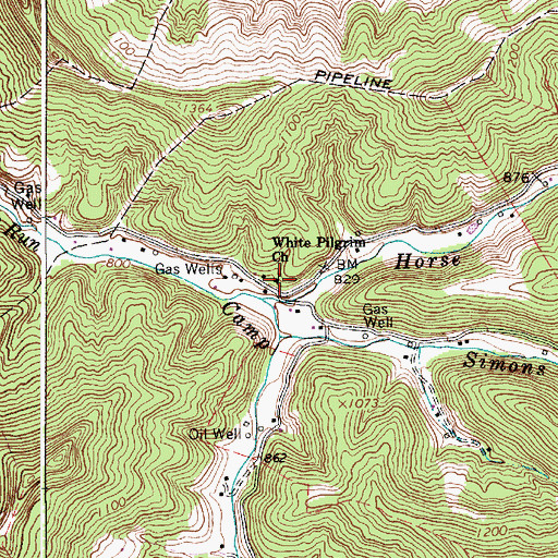 Topographic Map of White Pilgrim Church, WV