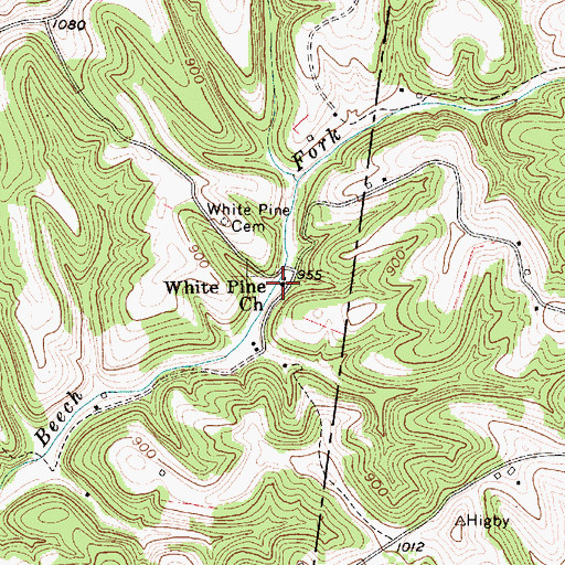 Topographic Map of White Pine Church, WV