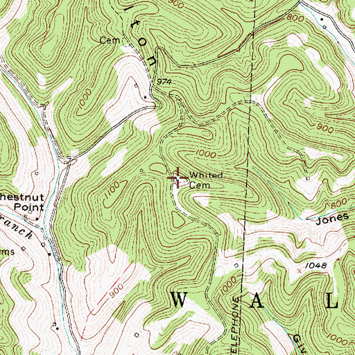 Topographic Map of Whited Cemetery, WV